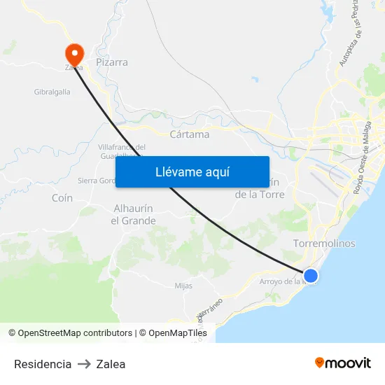 Residencia to Zalea map