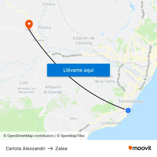 Carlota Alessandri to Zalea map