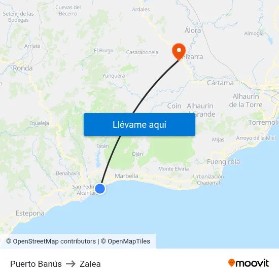Puerto Banús to Zalea map