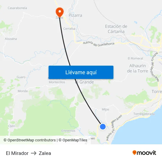 El Mirador to Zalea map