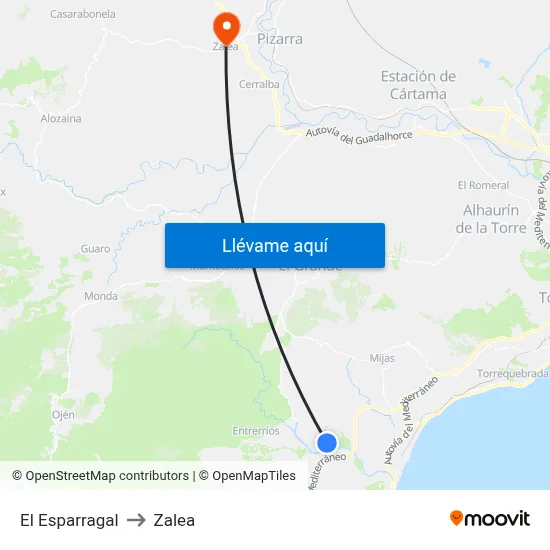 El Esparragal to Zalea map