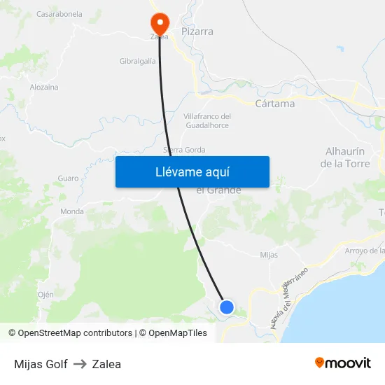 Mijas Golf to Zalea map