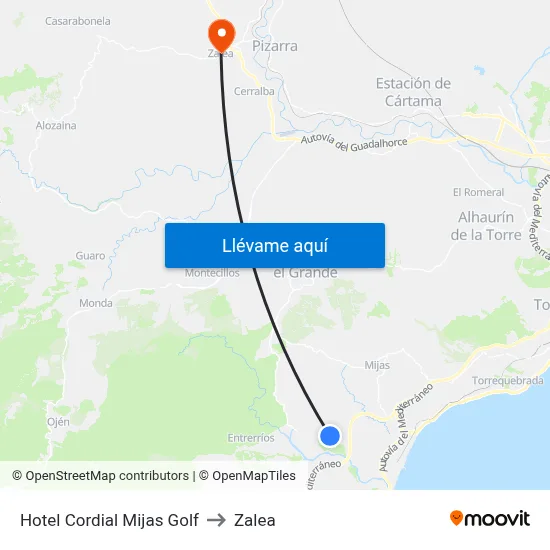 Hotel Cordial Mijas Golf to Zalea map