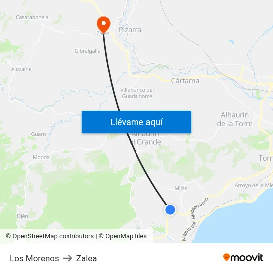 Los Morenos to Zalea map