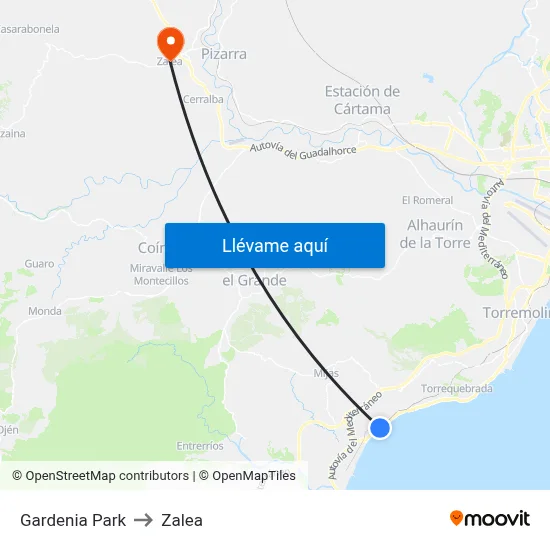 Gardenia Park to Zalea map