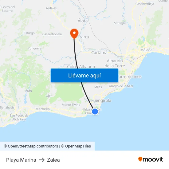 Playa Marina to Zalea map