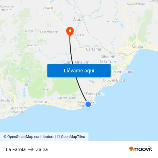 La Farola to Zalea map