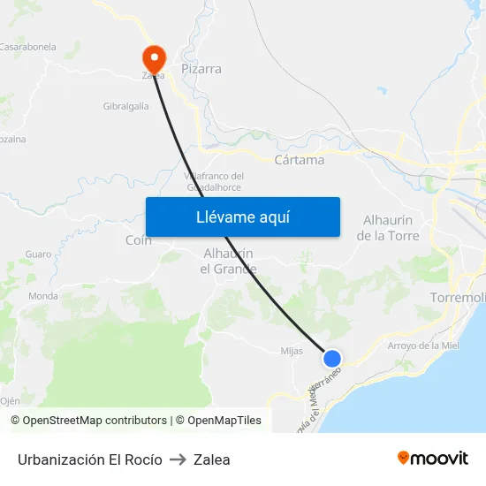 Urbanización El Rocío to Zalea map