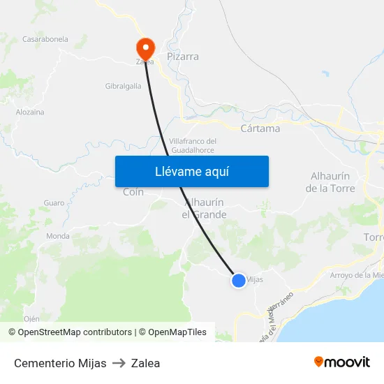 Cementerio Mijas to Zalea map