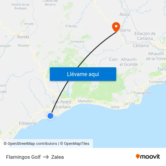 Flamingos Golf to Zalea map