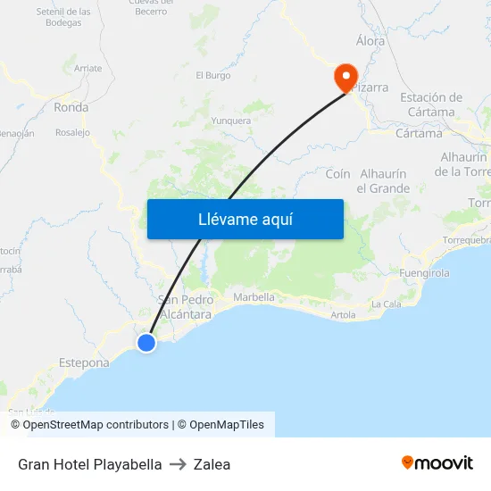 Gran Hotel Playabella to Zalea map