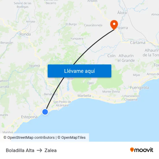 Boladilla Alta to Zalea map