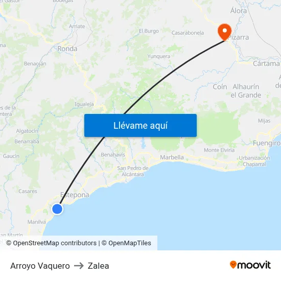 Arroyo Vaquero to Zalea map