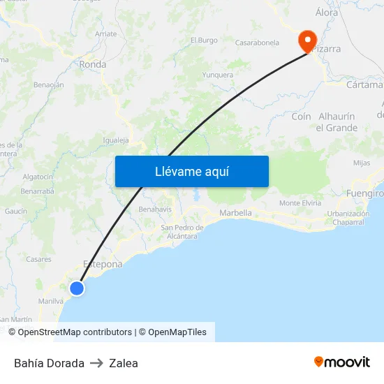 Bahía Dorada to Zalea map