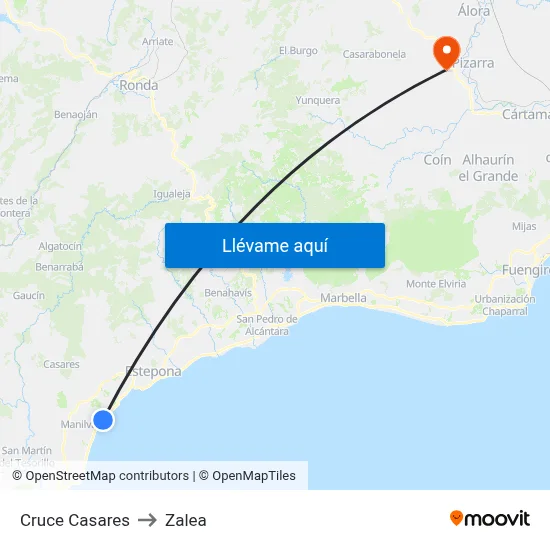 Cruce Casares to Zalea map