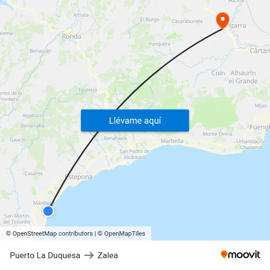 Puerto La Duquesa to Zalea map