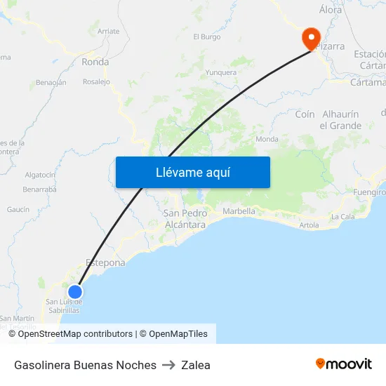 Gasolinera Buenas Noches to Zalea map
