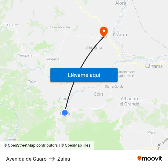 Avenida de Guaro to Zalea map