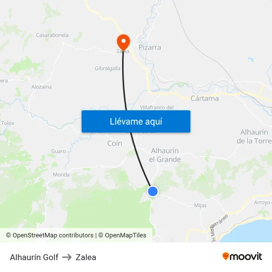 Alhaurín Golf to Zalea map