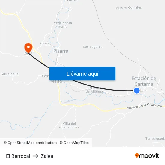 El Berrocal to Zalea map
