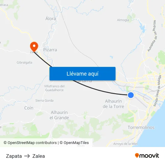 Zapata to Zalea map