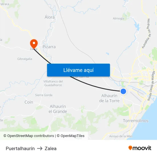 Puertalhaurín to Zalea map
