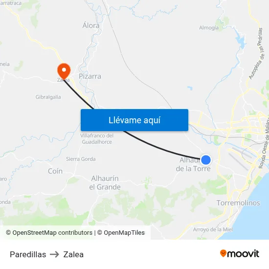Paredillas to Zalea map