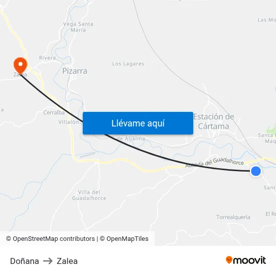 Doñana to Zalea map