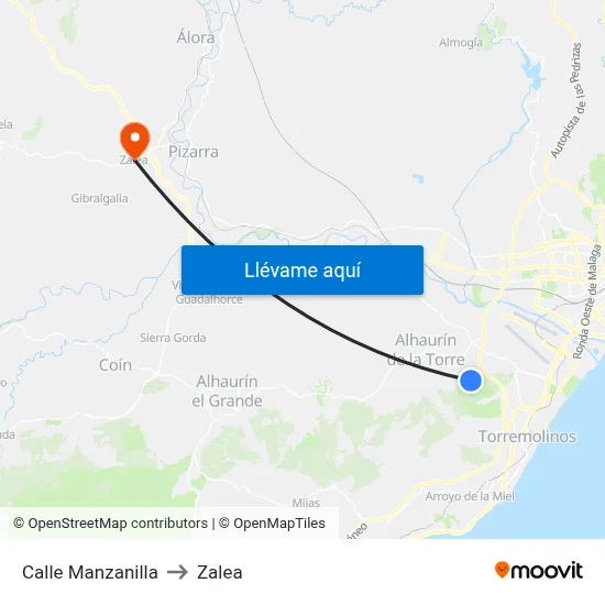 Calle Manzanilla to Zalea map
