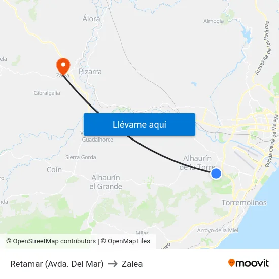 Retamar (Avda. Del Mar) to Zalea map