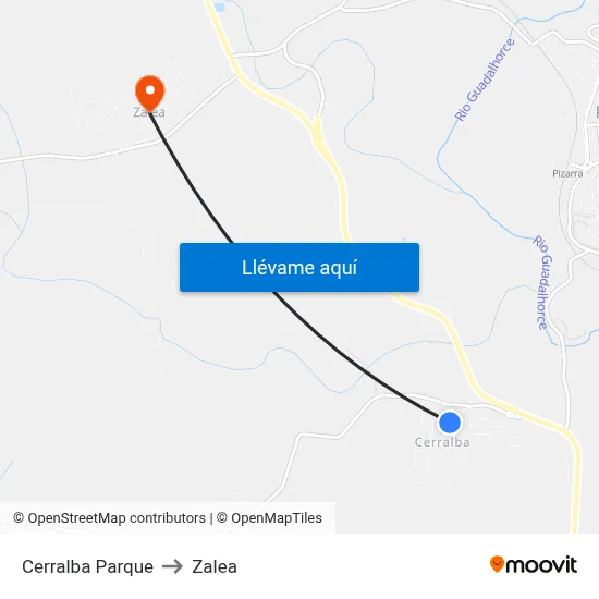 Cerralba Parque to Zalea map