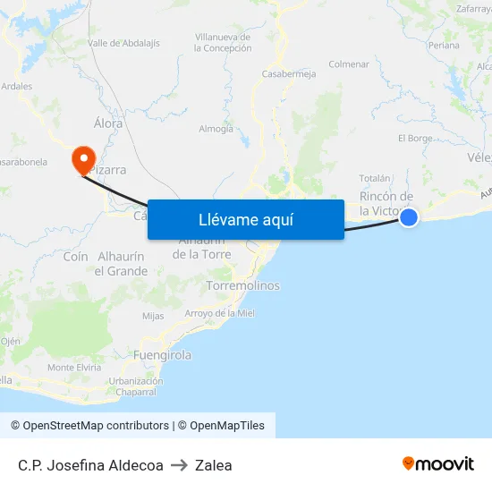 C.P. Josefina Aldecoa to Zalea map