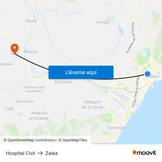 Hospital Civil to Zalea map