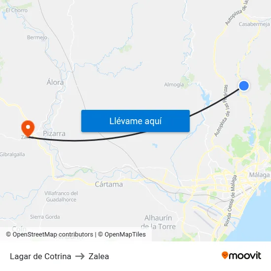 Lagar de Cotrina to Zalea map