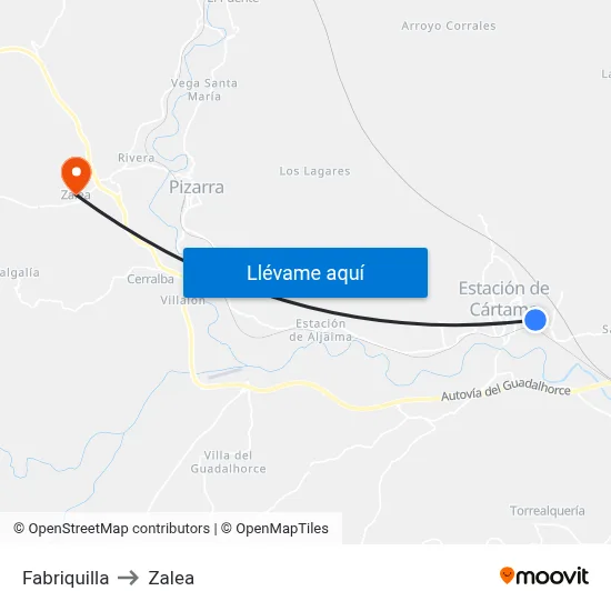 Fabriquilla to Zalea map