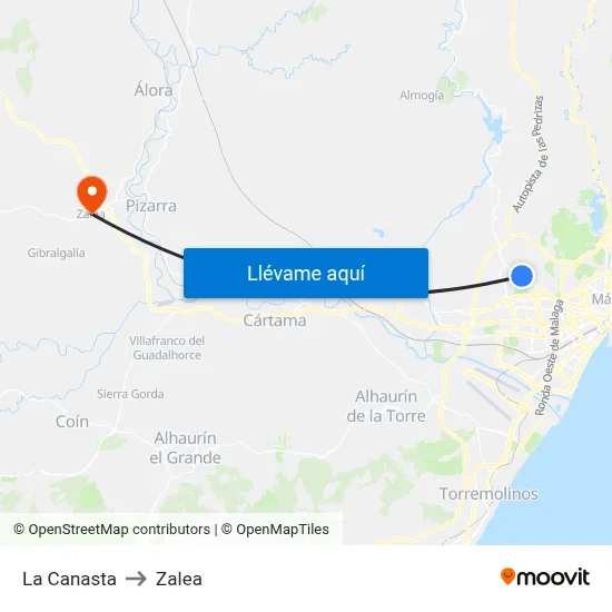 La Canasta to Zalea map