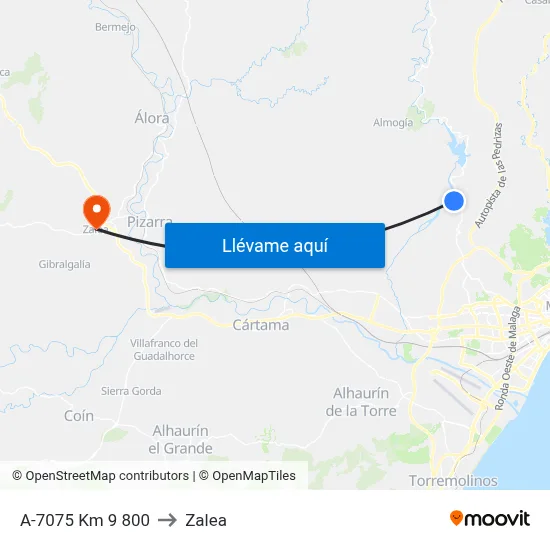 A-7075 Km  9 800 to Zalea map