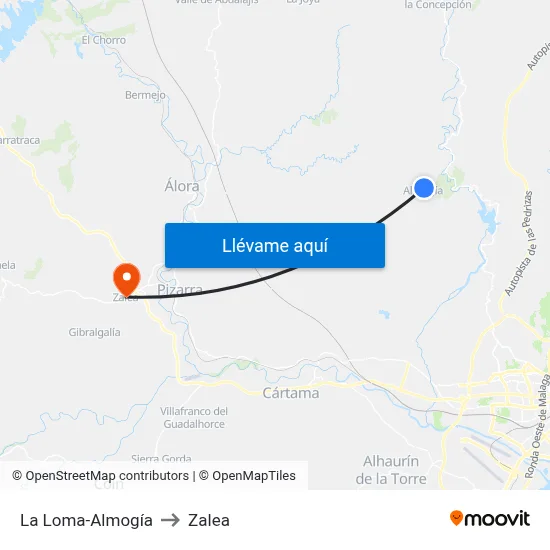 La Loma-Almogía to Zalea map