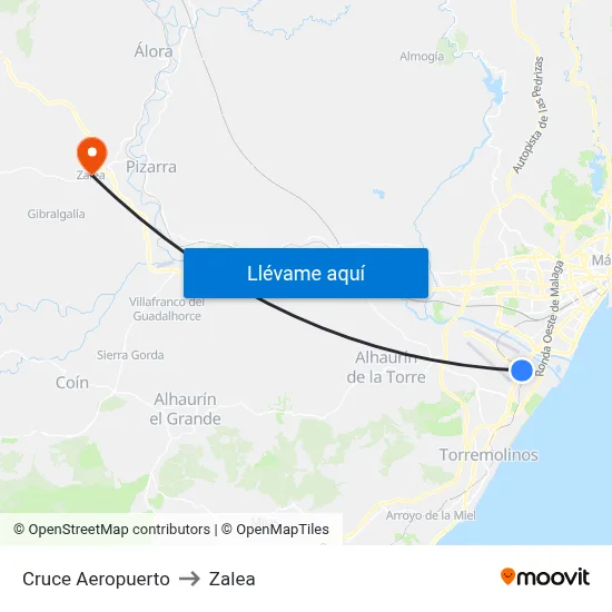 Cruce Aeropuerto to Zalea map