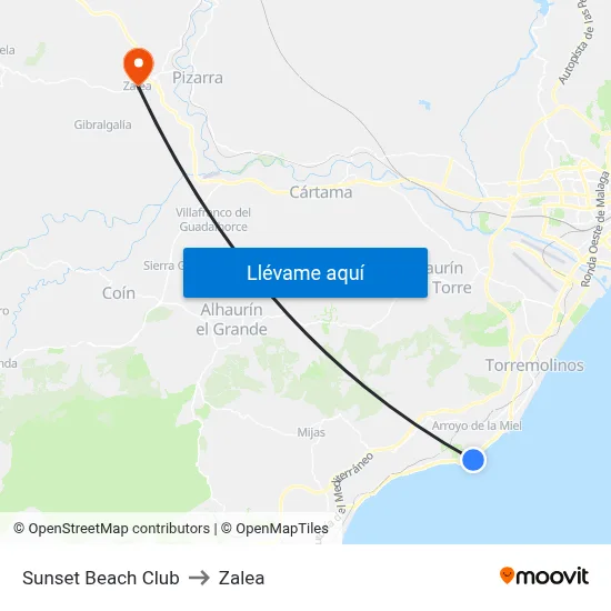Sunset Beach Club to Zalea map