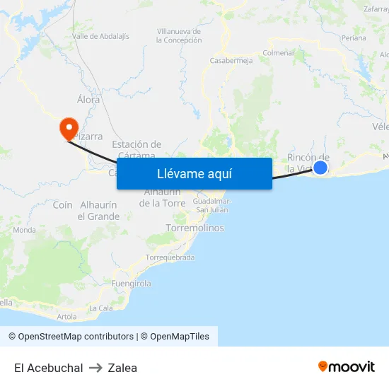 El Acebuchal to Zalea map