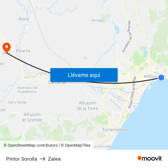 Pintor Sorolla to Zalea map