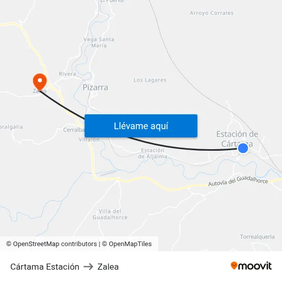 Cártama Estación to Zalea map