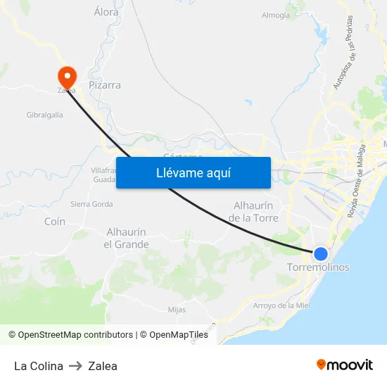 La Colina to Zalea map