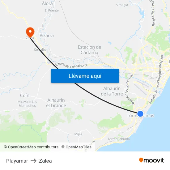 Playamar to Zalea map