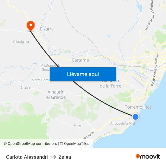 Carlota Alessandri to Zalea map