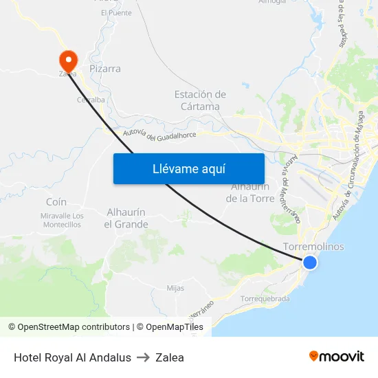 Hotel Royal Al Andalus to Zalea map