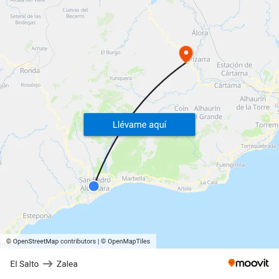 El Salto to Zalea map