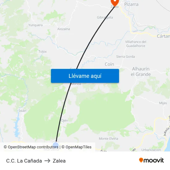 C.C. La Cañada to Zalea map