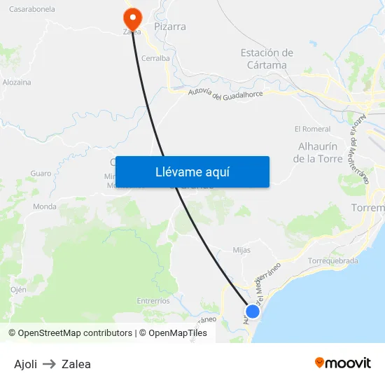 Ajoli to Zalea map